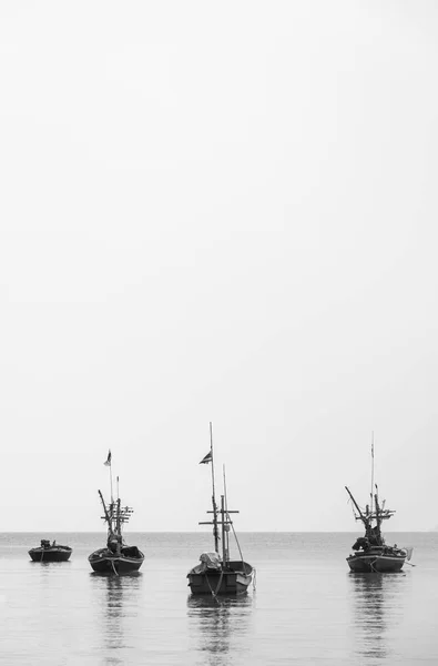 Bateau Sur Mer Noir Blanc — Photo