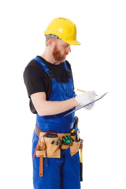 Elinde pano ile üniforması giyen adam Oluşturucu