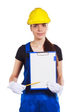 Elinde dosya olan üniformalı kadın Oluşturucu