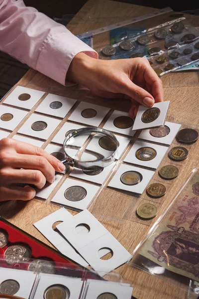 Moneda coleccionable en la mano de la mujer —  Fotos de Stock