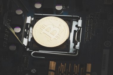 Bitcoin, dijital currenty, yumuşak odak arka plan