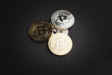 Bitcoin, dijital para, yumuşak odak arka plan