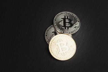 Bitcoin, dijital para, yumuşak odak arka plan
