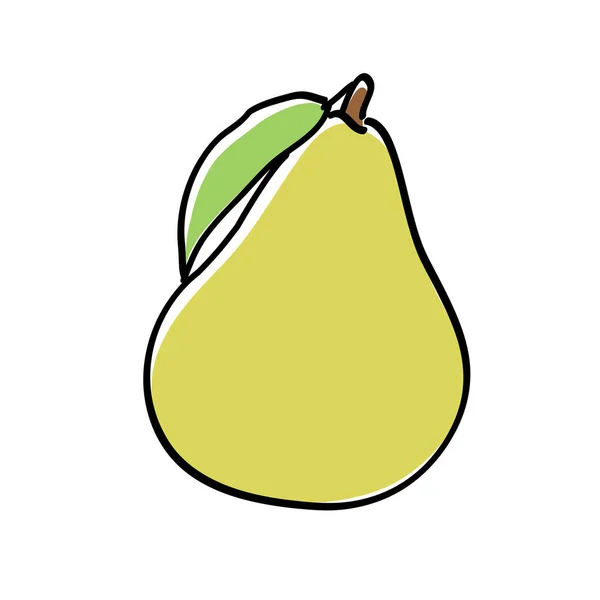 Hand dras päron med blad — Stock vektor