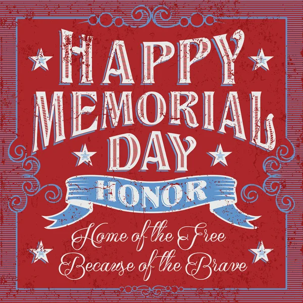 Tarjeta Vintage Happy Memorial Day — Archivo Imágenes Vectoriales