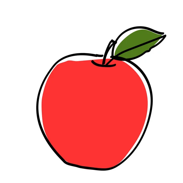 Hand dras äpple med blad — Stock vektor