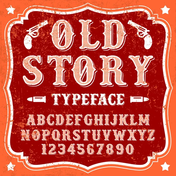 Old Story - vintage Cowboy fuente — Vector de stock