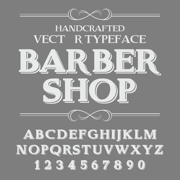 Handcrafted vintage barber shop Font — Stock Vector