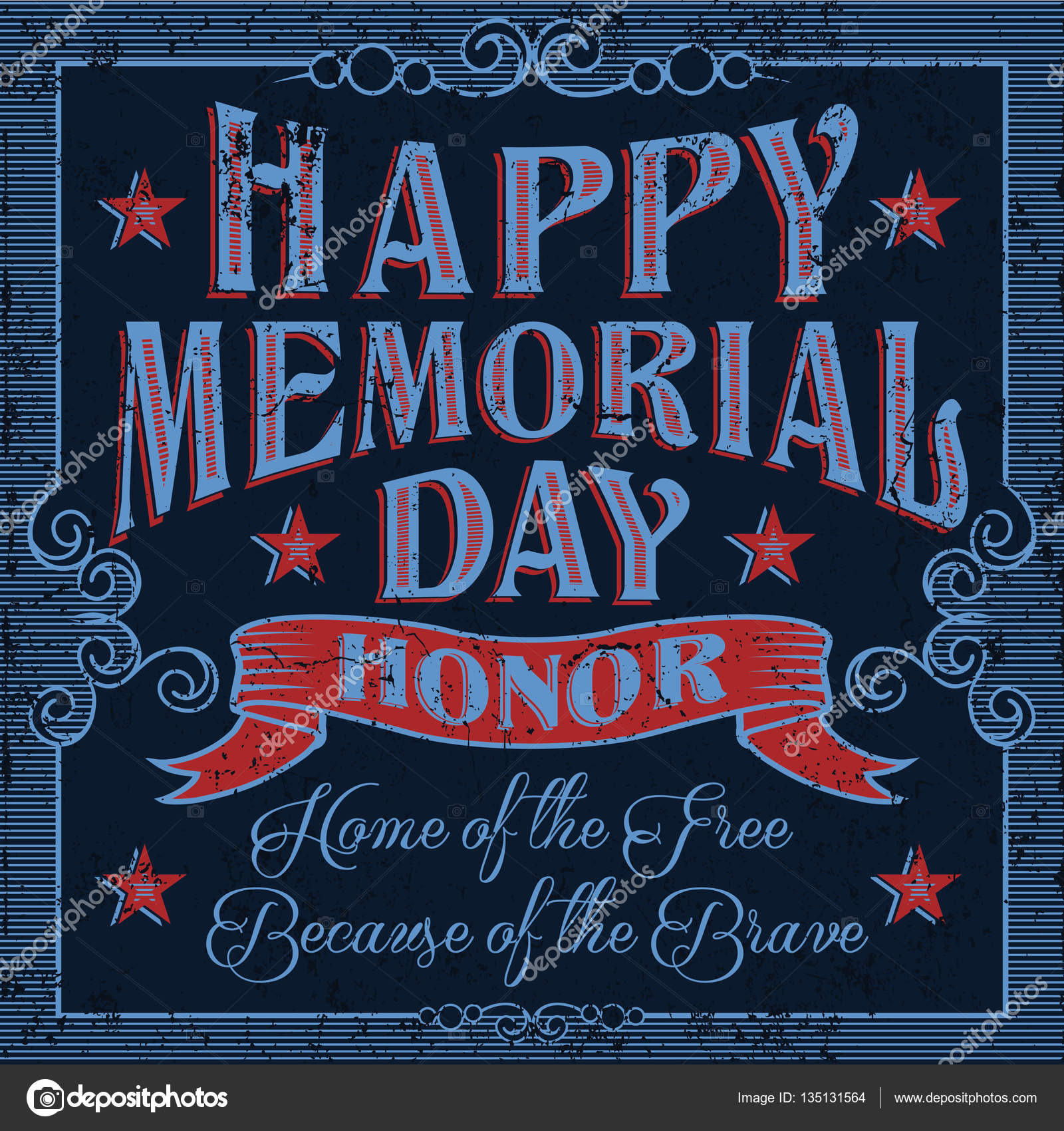 Vintage Happy Memorial Day Card Stock Vector Image By C Bowxwod 135131564