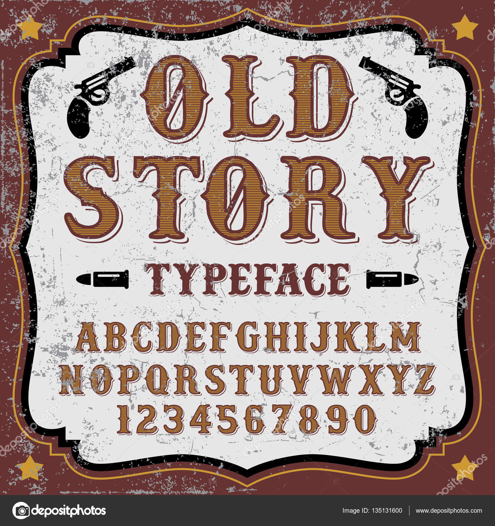 Старая История - Старинный Шрифт Cowboy Векторное Изображение.