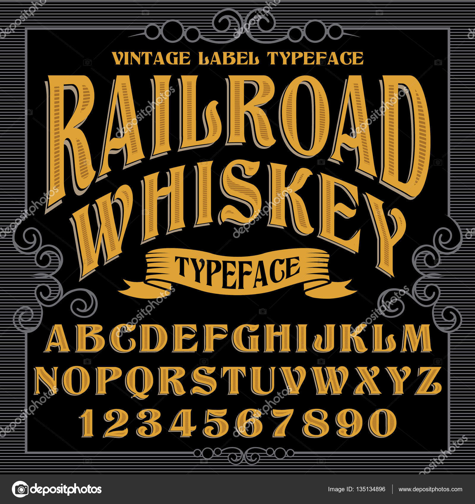 Vintage typeface Railroad Whiskey — Stock Vector © bowxwod 135134896