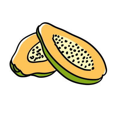 Yarım dilimlenmiş papaya el çekilmiş