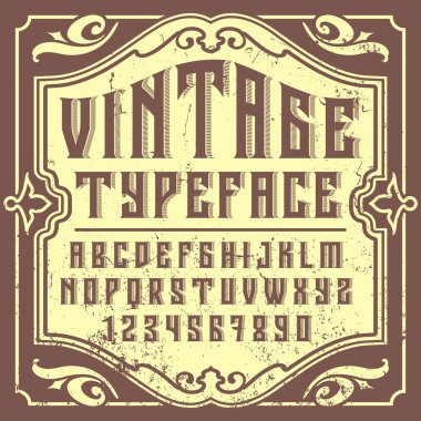 Vintage alfabe yazı tipi