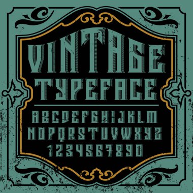 Vintage alfabe yazı tipi