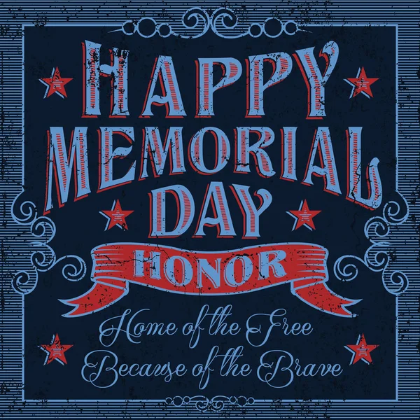 Vintage Happy Memorial Day Karte — Stockvektor