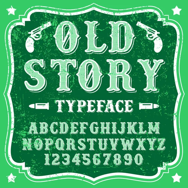 Παλιά ιστορία - vintage καουμπόη γραμματοσειράς — Διανυσματικό Αρχείο