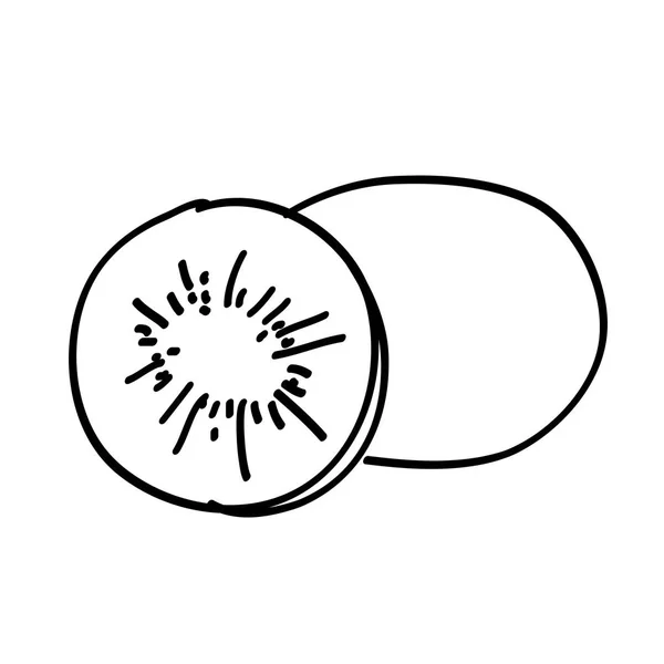 Kiwi entier et tranché à la main — Image vectorielle