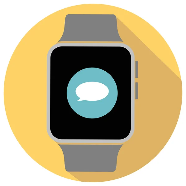 Jam tangan pintar dengan ikon di layar - Stok Vektor