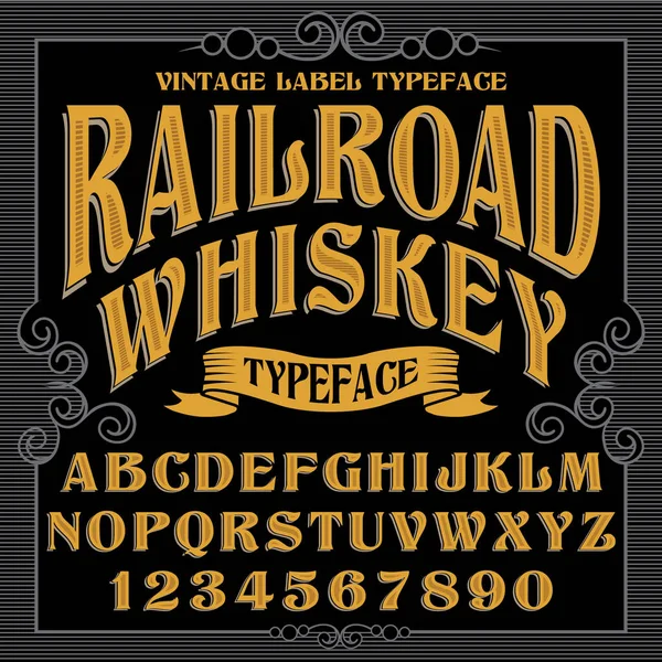 Tipo de letra Vintage - Railroad Whiskey — Archivo Imágenes Vectoriales