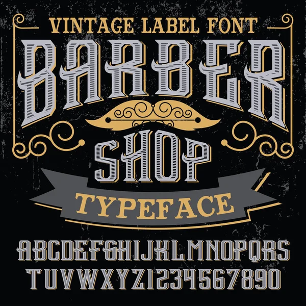 Handcrafted vintage barber shop Font — Stock Vector