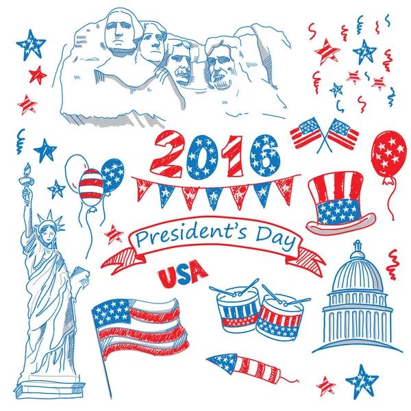 USA national symbols set for independence day — Stock Vector