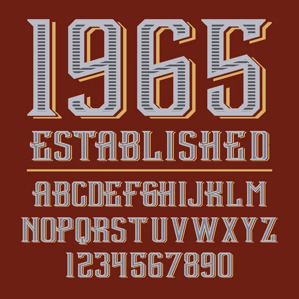 1965 gevestigd. Handgemaakte vintage lettertype. — Stockvector