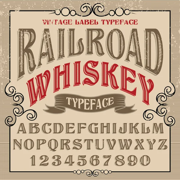 Spoorweg whiskey lettertype — Stockvector