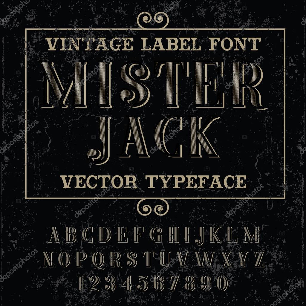 Font. Vintage label typeface - Mister Jack - vintage label font