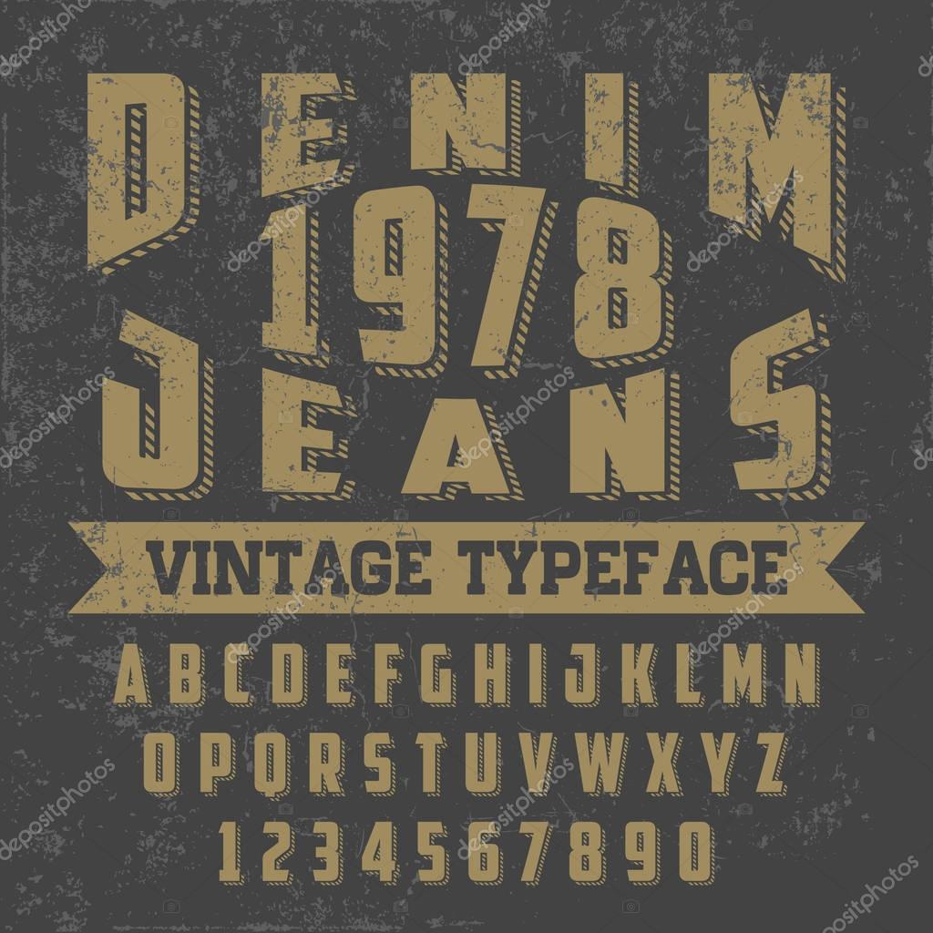 Font. Typeface. Script. Vintage typeface - Denim Jeans - vector font