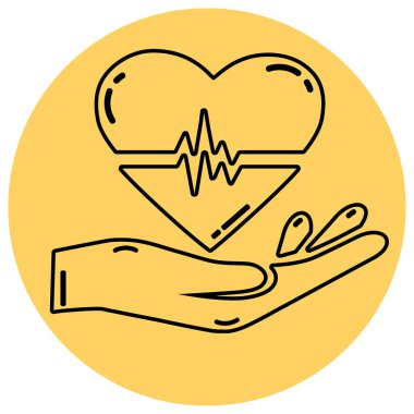 Kardiyogram simgesi olan elinde kalp