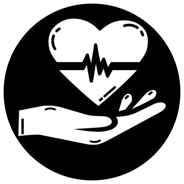 Kardiyogram simgesi olan elinde kalp