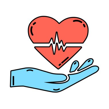Kardiyogram simgesi olan elinde kalp