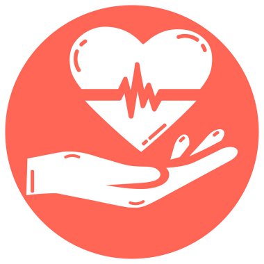 Kardiyogram simgesi olan elinde kalp