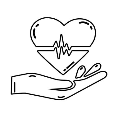 Kardiyogram simgesi olan elinde kalp