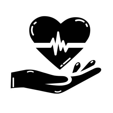 Kardiyogram simgesi olan elinde kalp