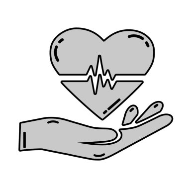 Kardiyogram simgesi olan elinde kalp