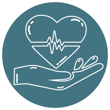 Kardiyogram simgesi olan elinde kalp