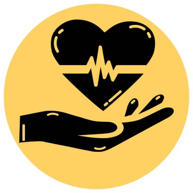 Kardiyogram simgesi olan elinde kalp