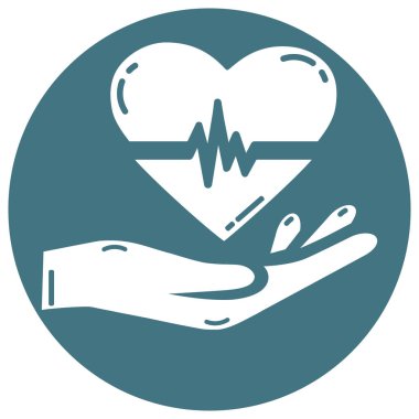 Kardiyogram simgesi olan elinde kalp