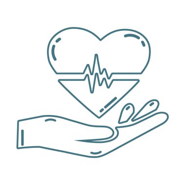 Kardiyogram simgesi olan elinde kalp