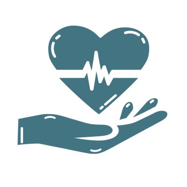 Kardiyogram simgesi olan elinde kalp