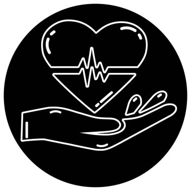 Kardiyogram simgesi olan elinde kalp