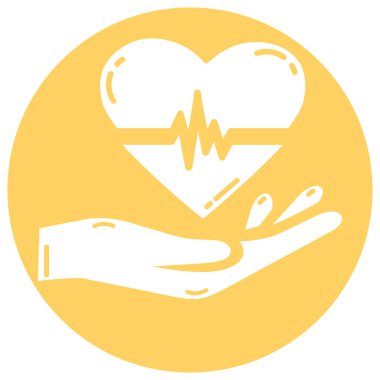 Kardiyogram simgesi olan elinde kalp