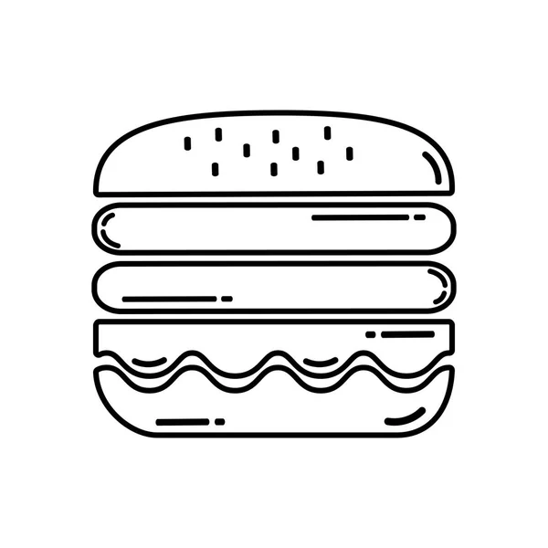 Savoureux hamburger icône — Image vectorielle