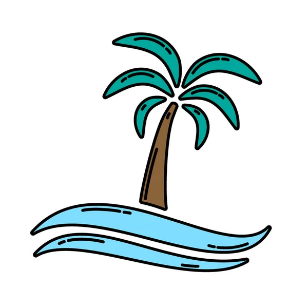 Palmiye ve deniz simgesi — Stok Vektör