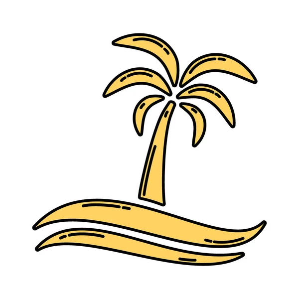 Icona di palma e mare — Vettoriale Stock