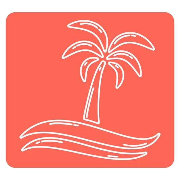 Palmier et icône de la mer — Image vectorielle