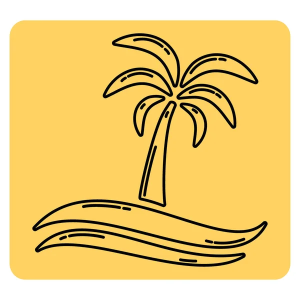 Palma y mar icono — Vector de stock