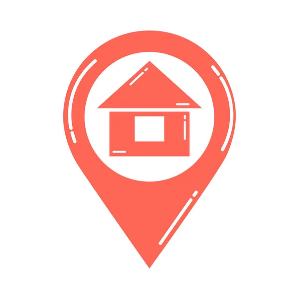 Ícone de localização com casa — Vetor de Stock