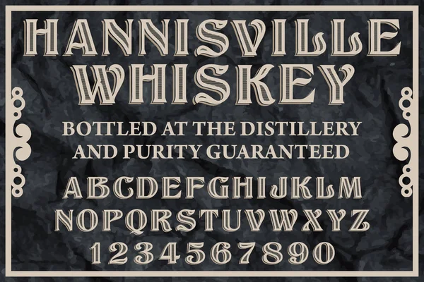 Whiskey Label typeface — Stock Vector